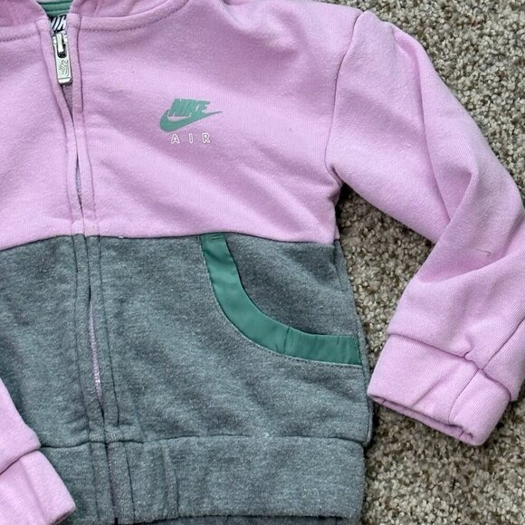 Nike Pink/Grey/Green Zip Up Hoodie 24 Month - Picture 2 of 4